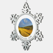 Tarweveld na oogst 2 tin sneeuwvlok ornament (Rechts)