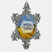 Tarweveld na oogst tin sneeuwvlok ornament (Links)