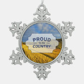 Tarweveld na oogst tin sneeuwvlok ornament (Voorkant)