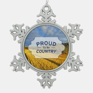 Tarweveld na oogst tin sneeuwvlok ornament