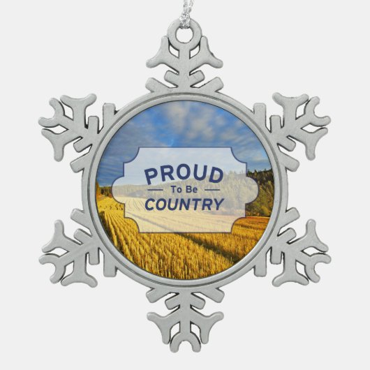 Tarweveld na oogst tin sneeuwvlok ornament (Voorkant)