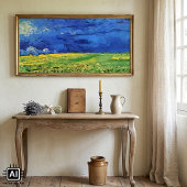 Tarweveld onder bewolkte hemel door Vincent van Go Poster