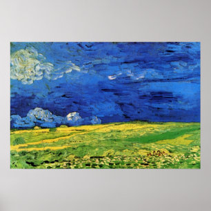 Tarweveld onder bewolkte hemel door Vincent van Go Poster