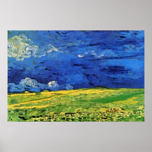 Tarweveld onder bewolkte hemel door Vincent van Go Poster (Voorkant)