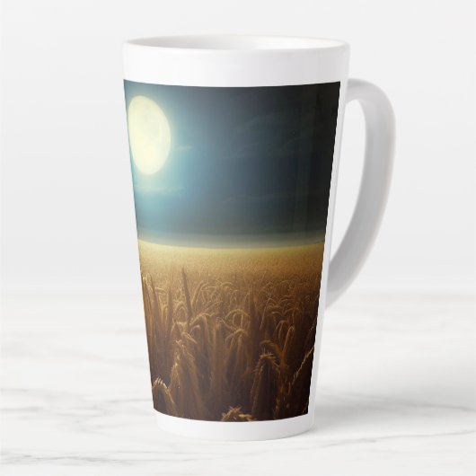 Tarweveld onder maanlicht latte mok (Rechterhoek)