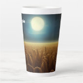 Tarweveld onder maanlicht latte mok (Voorkant)
