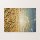 Tarweveld op zonsondergang legpuzzel (Horizontaal)
