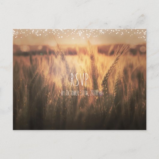Tarweveld Rustieke Landelijke Trouw RSVP Uitnodiging Briefkaart (Voorkant)