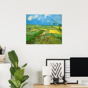 Tarwevelden bij Auvers onder een bewolkte hemel Poster