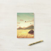 Tarwevelden bij zonsopgang post-it® notes (Op bureau)