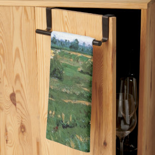 Tarwevelden met hooibergen door Vincent van Gogh Theedoek