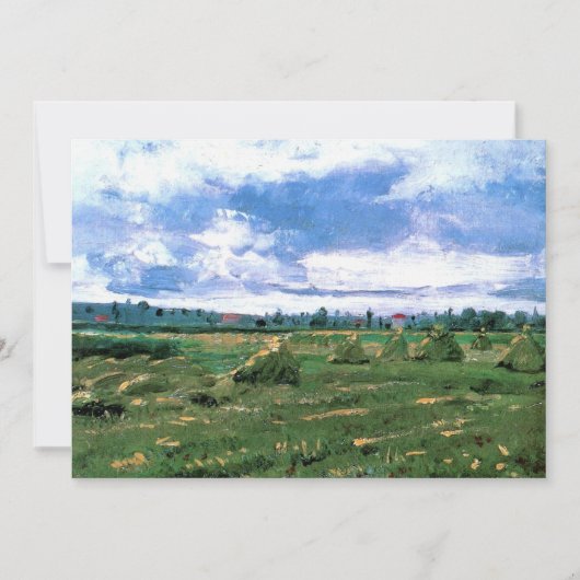 Tarwevelden met hooibergen van Vincent van Gogh (Voorkant)