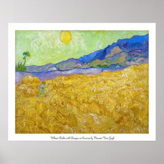Tarwevelden met luiers op Sunrise Van Gogh Poster (Voorkant)