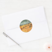 Tarwevelden met maaier door Vincent van Gogh Ronde Sticker (Envelop)