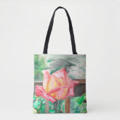 Tas, All-over "Double Delight Roos" Amber Larsen Tote Bag (Voorkant)