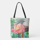 Tas, All-over "Double Delight Roos" Amber Larsen Tote Bag (Achterkant)