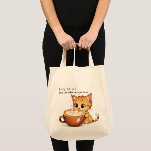 Tas-ally Purrfect Cat Latte Bag Tote Bag (Voorkant (product))