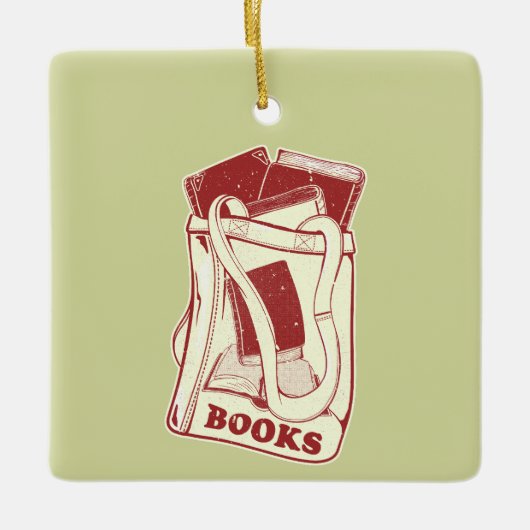 Tas boeken die ik graag lees keramisch ornament (Voorkant)