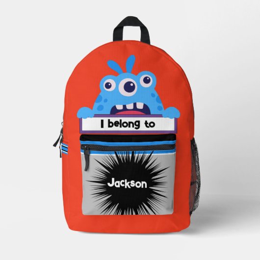 Tas Buddy Blauw Tri Monster Gepersonaliseerde Rugz (Voorkant)