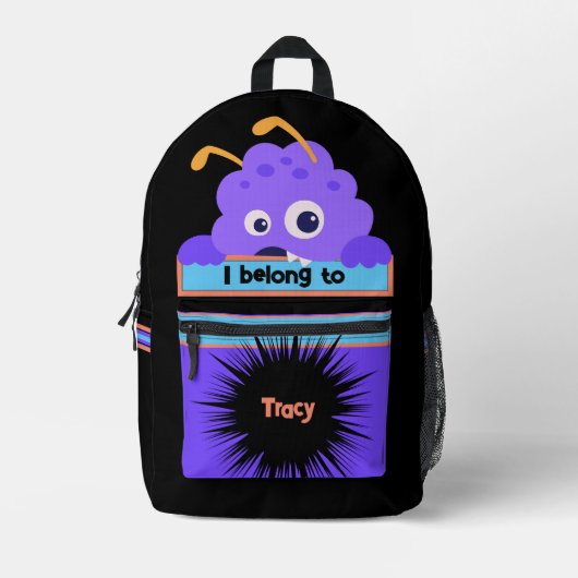 Tas Buddy Fun Paarse Monster Gepersonaliseerde Rug (Voorkant)