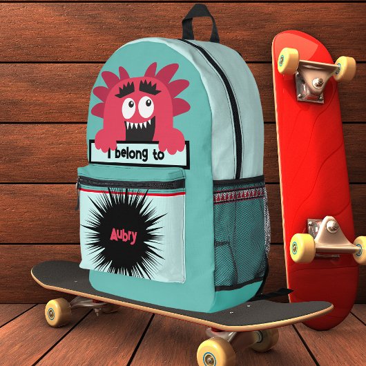 Tas Buddy Happy Red Monster Kind Naam Rugzak