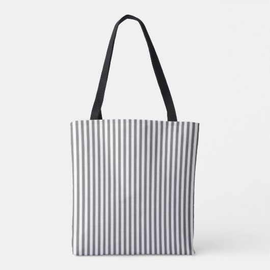 Tas, donkerbeige en witte verticale streep tote bag (Achterkant)