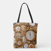 Tas Grocery Shopping Bag Gold Time Clocks Wateren (Achterkant)