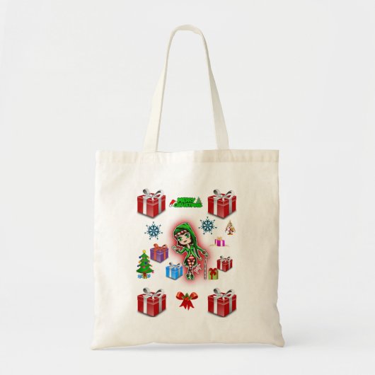 Tas handtas voor kerstmis rood cadeau wit (Voorkant)