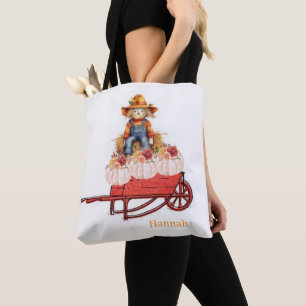 Tas, Happy Halloween vogelverschrikker pompoen Tote Bag