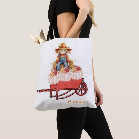 Tas, Happy Halloween vogelverschrikker pompoen Tote Bag (Dichtbij)