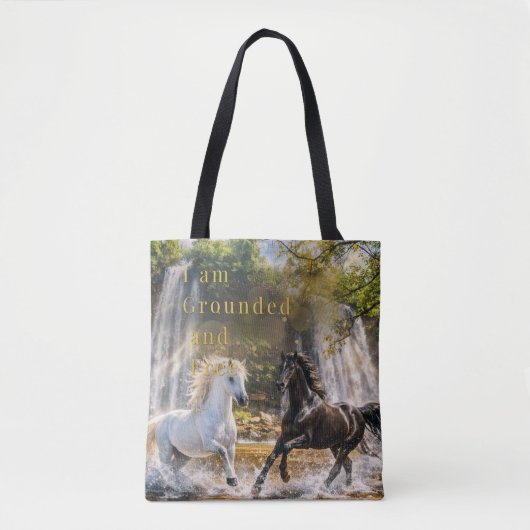 Tas “Ik ben gegrond en vrij” Paard Waterval (Voorkant)