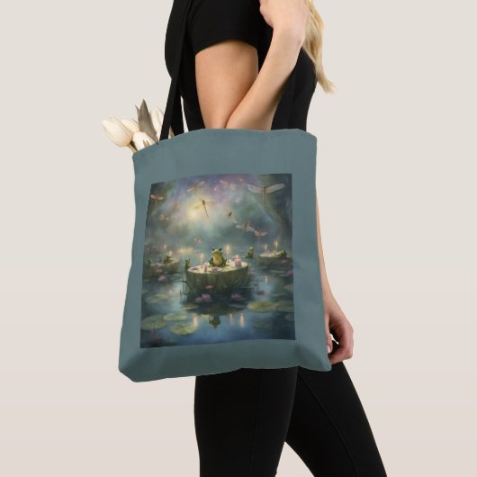 Tas libelle kikker waterlelie vijver cadeau (Dichtbij)