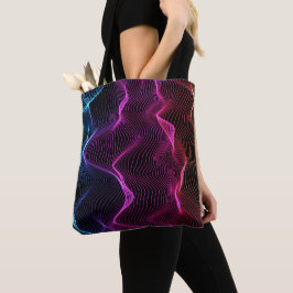 Tas met abstracte golvende lijnen in levendig blau