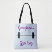 Tas met barbel + persoonlijke naam + "Gym Bag" (Voorkant)