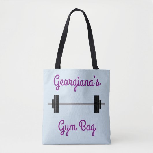 Tas met barbel + persoonlijke naam + "Gym Bag" (Voorkant)