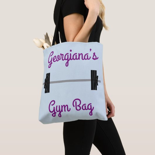 Tas met barbel + persoonlijke naam + "Gym Bag" (Dichtbij)
