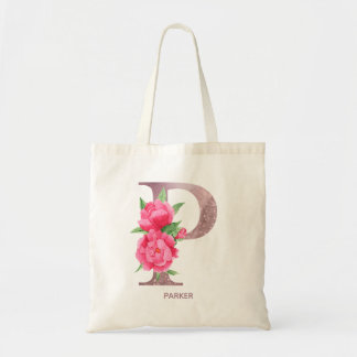 Tas met bloemig monogram en letter P