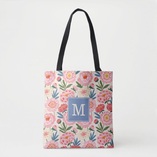 Tas met Blozende Pioen Bloemen (Voorkant)