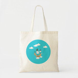 Tas met bootpatroon, blauwe zee, vredig