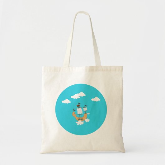 Tas met bootpatroon, blauwe zee, vredig (Voorkant)