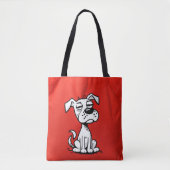 Tas met cartoon-hond en rode achtergrond (Voorkant)