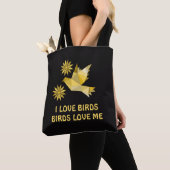 Tas met creatieve vogel met bloem (Dichtbij)