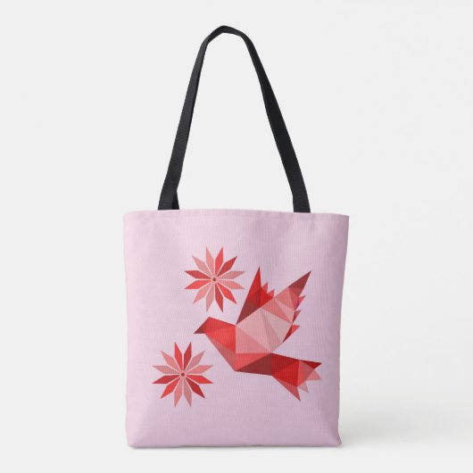 Tas met creatieve vogel met bloem (Achterkant)