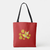 Tas met creatieve vogel met bloem (Achterkant)