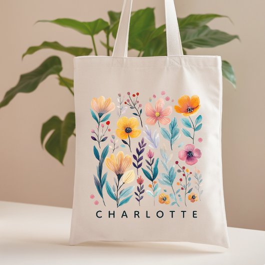 Tas met eigen bloemen als cadeau voor Moeder, brui
