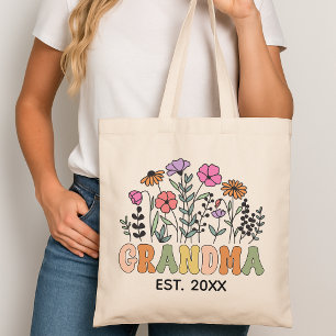 Tas met eigen bloemmotief voor oma, oma cadeau