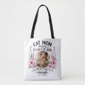 Tas met eigen foto kattenmoeder bloemendessin  (Voorkant)