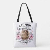 Tas met eigen foto kattenmoeder bloemendessin  (Achterkant)