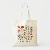 Tas met eigen wilde bloemen en naam, cadeau voor h (Voorkant)