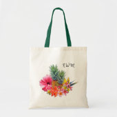 Tas met geborduurde Hawaïaanse bloemen en ananason (Voorkant)